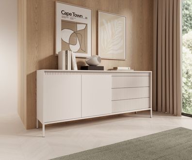 AX LIVING Trentinis 187 2D3S Beige große Kommode 187,1 cm, geriffelte