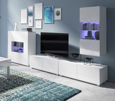 AX LIVING Wohnwand Wohnzimmer Kossana 17 ? Modernes Design in Weiß