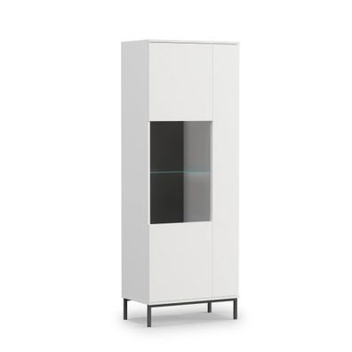 AX LIVING Vitrinenschrank Glas Queba QT07 ? 70 cm Breite, Modern Weiß