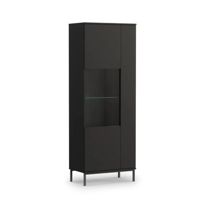 AX LIVING Vitrinenschrank Glas Queba QT07 ? 70 cm Breite, Schwarz