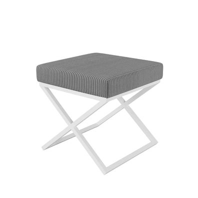 AX LIVING 1 Stk Polster Hocker Pitinio 45 cm Grau weißes Metallgestell