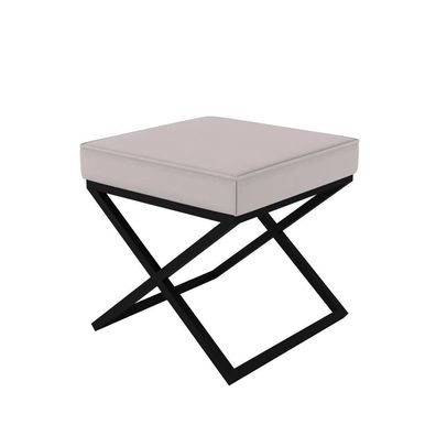 AX LIVING 1 Stk. Polster Hocker Pitinio 45 cm Beige schwarzes Gestell