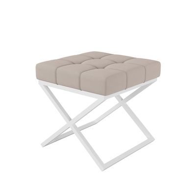 AX LIVING 1 Stk. Polster Hocker Pitinio 45 cm Creme weißes Gestell