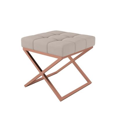 AX LIVING 1 Stk Polster Hocker Pitinio 45 Creme kupferfarbenes Gestell