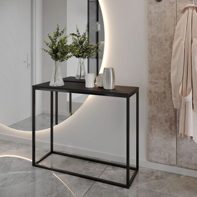 AX LIVING Schwarz Flur Konsolentisch Lortie 80 cm breit Metallgestell Die Produktbewe