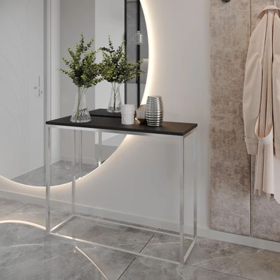 AX LIVING Konsole für Flur Lortie 100 cm schwarz Chrom-Metallgestell