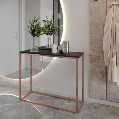 AX LIVING Konsole für Flur Lortie 100cm schwarz kupferfarbenes Gestell