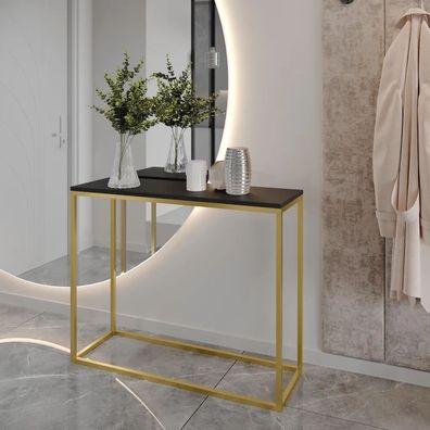 AX LIVING Konsole für Flur Lortie 100 cm schwarz weißes Metallgestell