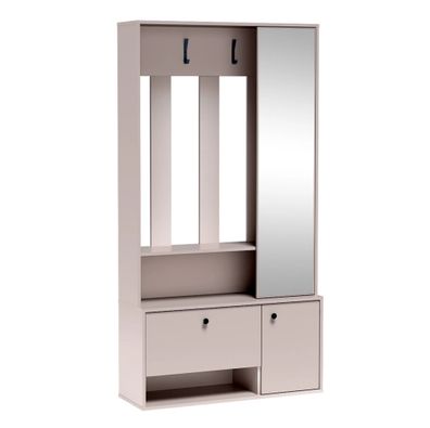 AX LIVING Schuhschrank mit Garderobe Tokessa 100cm Breite mit Spiegel, Kaschmir