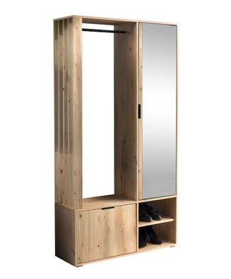 AX LIVING Garderobe Flur Milanoir 100 cm mit Spiegel, Wohnwand Artisan Eiche
