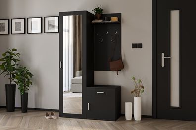 AX Living Garderoben Set Schwarz Magnola - 100cm stilvoll & funktional