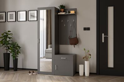 AX Living Garderoben Set Grau Magnola - 100cm stilvoll & funktional