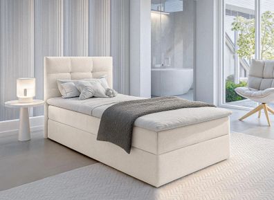 AX LIVING Boxspringbett 80x200 cm Geceteni Bett Beige Gasdruckfedern