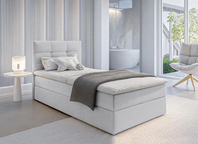 AX LIVING Stauram Boxspringbett Grau Geceteni 90x200 Bett Gasfeder