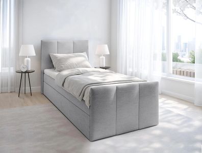 AX LIVING Levente Boxbett mit Bettkasten 80x200 graues Boxspringbett