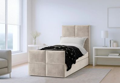 AX LIVING Boxspringbett Beige Aleyna Bett 80 x 200 mit Bettkasten