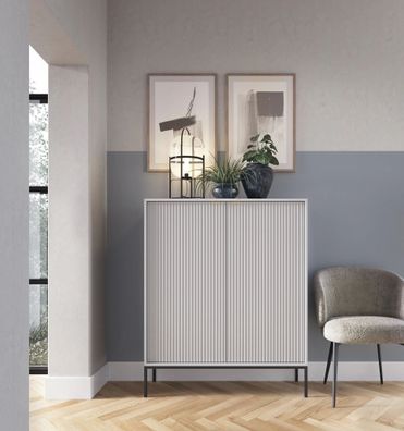 AX LIVING Modern Kommode Eternas K104 mit Lamellenfront 104 cm breite, Grau