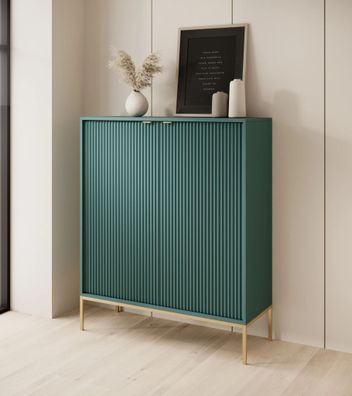 AX LIVING Modern Kommode Eternas K104 mit Lamellenfront 104 cm breite, Grün