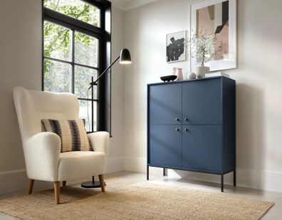 AX LIVING Große Kommode Domiti MK104 - 104 cm Breite, Modern in Dunkelblau