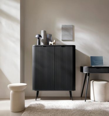 AX LIVING Highboard Schrank Salvia K103 - 103 cm Breite, Modern in Schwarz