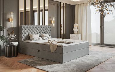 AX LIVING Boxspringbett Bonio VIII - 126 cm Breite mit Topper JS90