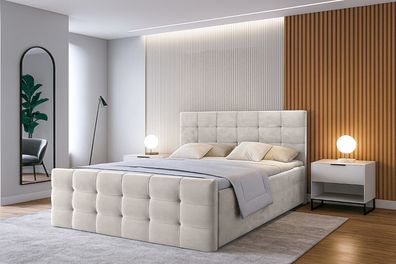 AX LIVING Bett mit Bettkasten 180x200 cm Argentaro Boxspringbett beige