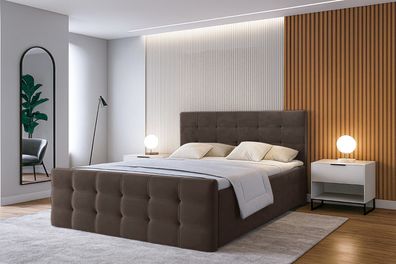 AX LIVING Bett mit Bettkasten 140x200 cm Argentaro Boxspringbett braun