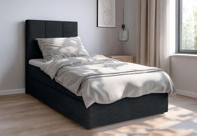 AX LIVING Boxbett Merea Boxspringbett Schwarz mit Bettkasten 90x200 cm