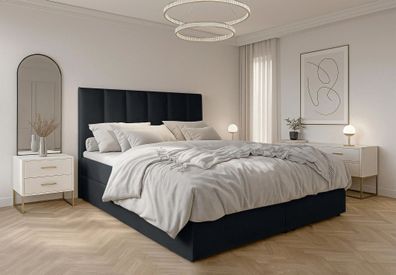 AX LIVING Boxbett Merea Boxspringbett Schwarz mit Bettkasten 180x200 cm