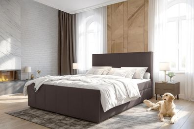 AX LIVING Levente Boxbett mit Bettkasten 160x200 Boxspringbett Braun