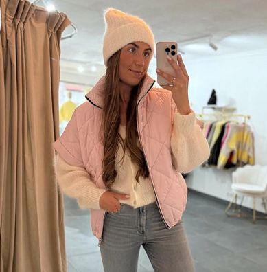 Steppweste Damen Marie Rosa Onesize XS-XL Frauen Stepp Weste mit Reißverschluss