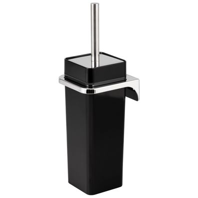 bremermann WC-Garnitur SAVONA inkl. Wandhalterung, eckig - schwarz