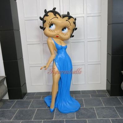 Betty Boop Figur Comic Rock N Roll Rockabilly Statue XXL blaues Kleid Fan Deko
