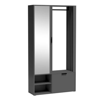 AX LIVING Garderobe Flur Milanoir 100 cm breite mit Spiegel, Modern in Graphit