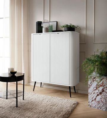 AX LIVING Highboard Schrank Salvia K103 - 103 cm Breite, Modern in Weiß
