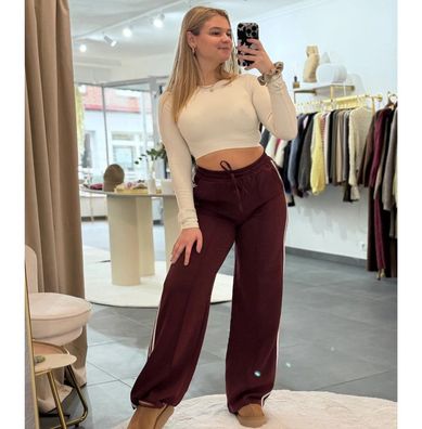 Jogginghose Lang Damen Pauline Weinrot Größe S Hosen mit Gummizug Frauen Hose