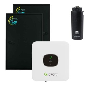 Balkonkraftwerk mit 800W Solarpanel und Halterung (rund) inkl. Growatt MIC 600