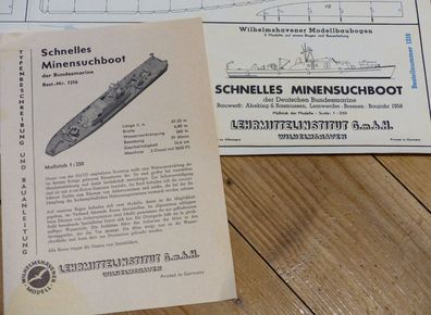 Wilhelmshavener Modell Modellbaubogen 1216 Schnelles Minensuchboot 1:250