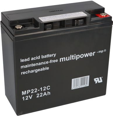 B-Ware Multipower Blei-Akku MP22-12C Pb 12V 22Ah zyklenfest M6 Innengewinde