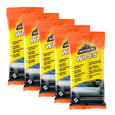 5x ARMOR ALL Auto Kunststoff Reinigungstücher glänzend Cockpit Pflege 20er