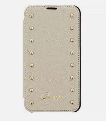 GUESS Apple iPhone 6 Plus Leder Hard Case Back Cover Tasche Schutzhülle Beige
