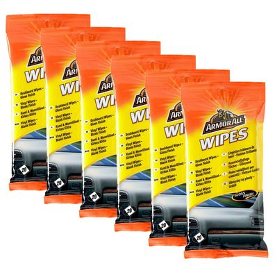 6x ARMOR ALL Auto Kunststoff Reinigungstücher glänzend Cockpit Pflege 20er