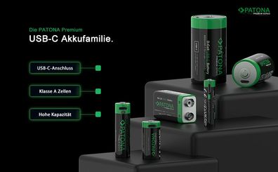 16x PATONA Premium USB-C AAA und AA Akkus Lithium (4x 4er Blister)