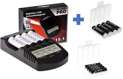 BC-4000 Pro Akku & USB Ladegerät + 4x AAA 930mAh + 4x 2550mAh Akkus + 2 Box