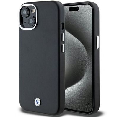 BMW Signature Wrapped Metal Handyhülle kompatibel mit iPhone 15 Plus – Schwarz