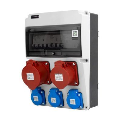 Baustromverteiler CEE 32A 16A JUN-SFI 3x230V Stromverteiler Wandverteiler Doktorvolt