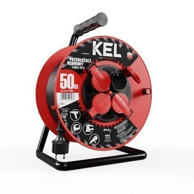 Kabeltrommel Verlängerungskabel 4x2P + PE Schuko IP44 16A 3x1,5 50m
