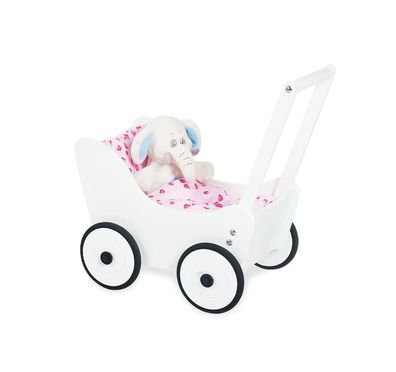Pinolino Maria Puppenwagen inkl. Bettzeug - Lauflernhilfe aus Holz, höhenverstellbar