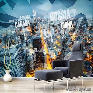Vlies Fototapete Wandtapete Wandbilder Moderne 3D Stadtlandschaft 4157