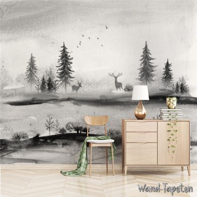 Vlies Fototapete Wandtapete Wandbilder Moderne Wandbild mit Hirsch 4158